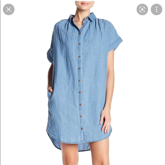 Madewell Linen Cotton Light Wash Chambray Button Down Shirtdress Shirt Dress - Picture 4 of 12
